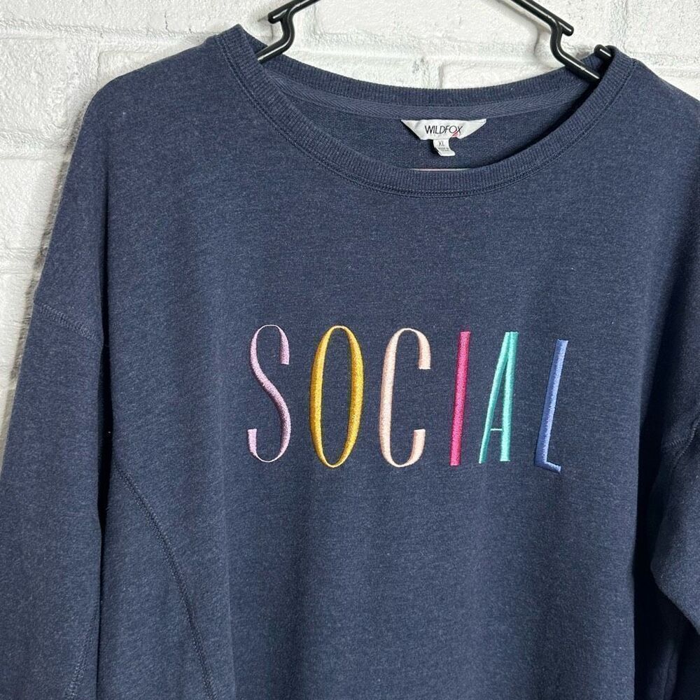Wildfox Social Sweatshirt Crewneck Blue size XL‎ - Picture 2 of 5